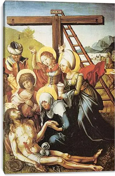 Постер на подрамнике - Die sieben Schmerzen Maria, Mitteltafel (die Beweinung Christi). Оплакивание Христа. Альбрехт Дюрер