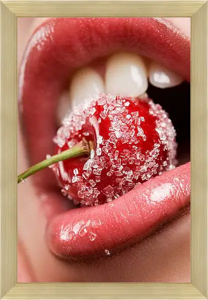 Картина в раме - Вишня в сахаре. Сладкое искушение.