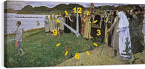 Часы картина - На Руси. Нестеров Михаил