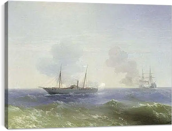 Постер на подрамнике - Бой парахода Веста. Иван Айвазовский