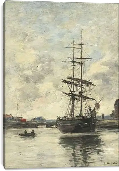 Постер на подрамнике - the boat on the river Current. Эжен Буден