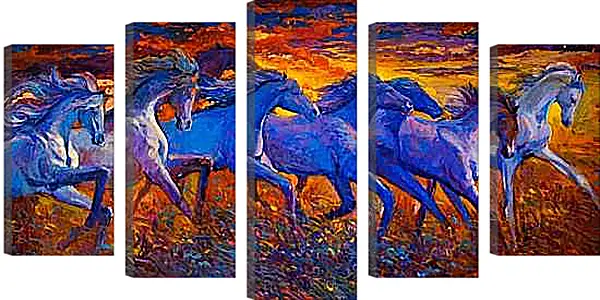 Модульная картина - Лошади в поле