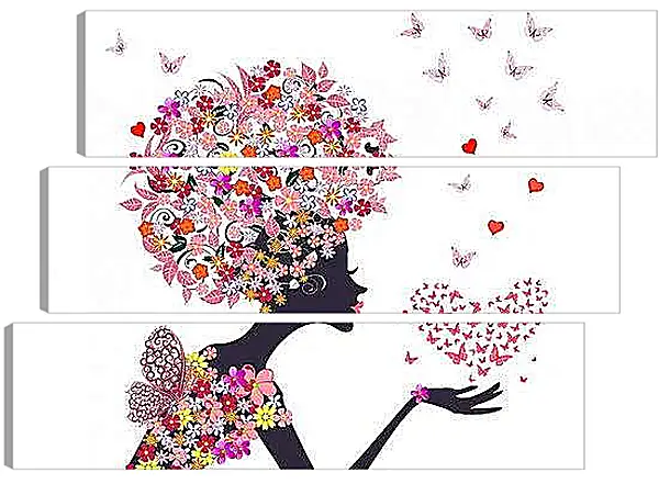 Модульная картина - Девушка и бабочки