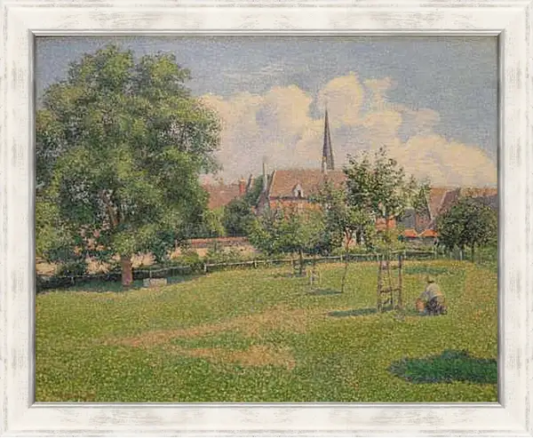 Картина в раме - Дом глухой женщины и колокольня в Эраньи. Камиль Писсарро