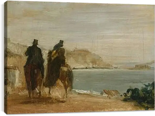 Постер на подрамнике - Promenade beside the Sea. Эдгар Дега