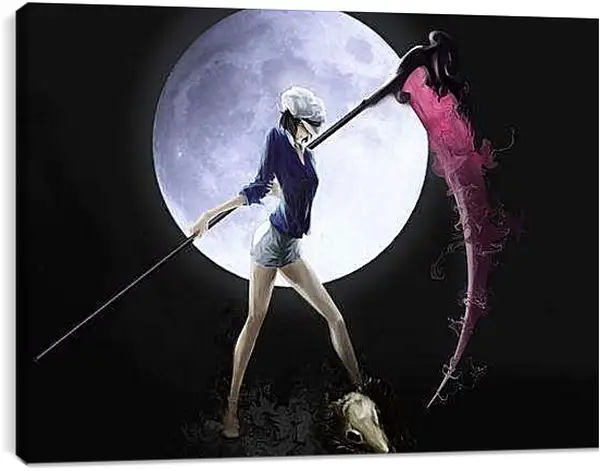 Постер на подрамнике - Девушка с дьявольским серпом