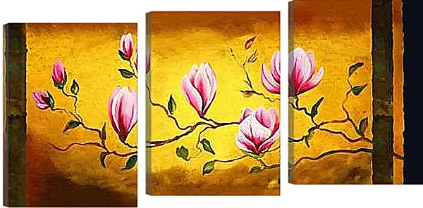 Модульная картина - Орхидеи на жёлтом