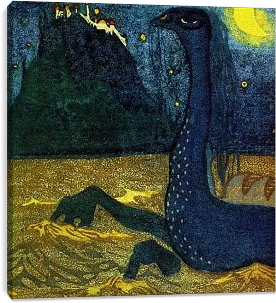 Постер на подрамнике - Лунная ночь. Кандинский Василий