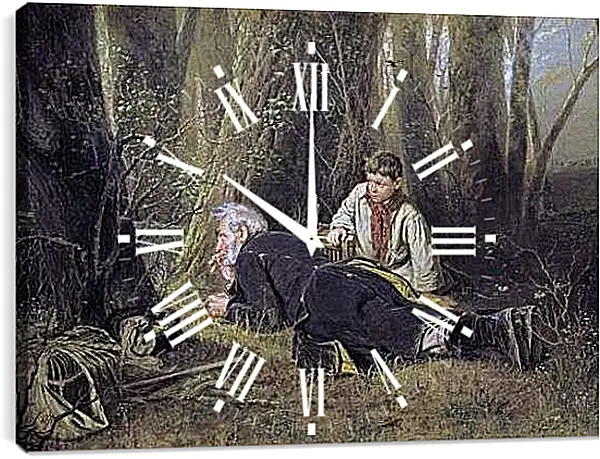 Часы картина - Птицелов. Перов Василий