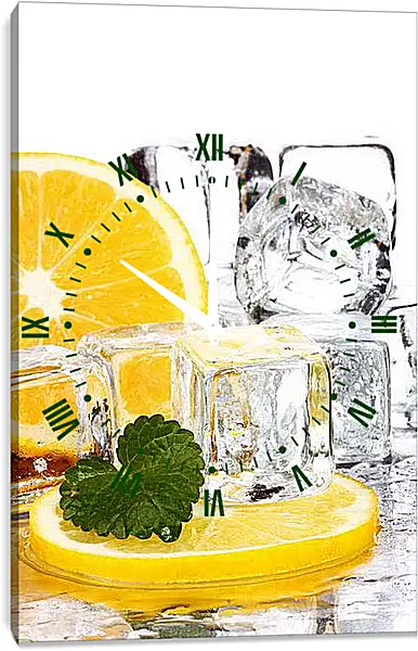 Часы картина - Лед и лимон. Летняя Свежесть.