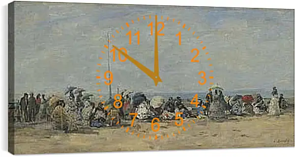 Часы картина - Beach Scene, Trouville. Эжен Буден