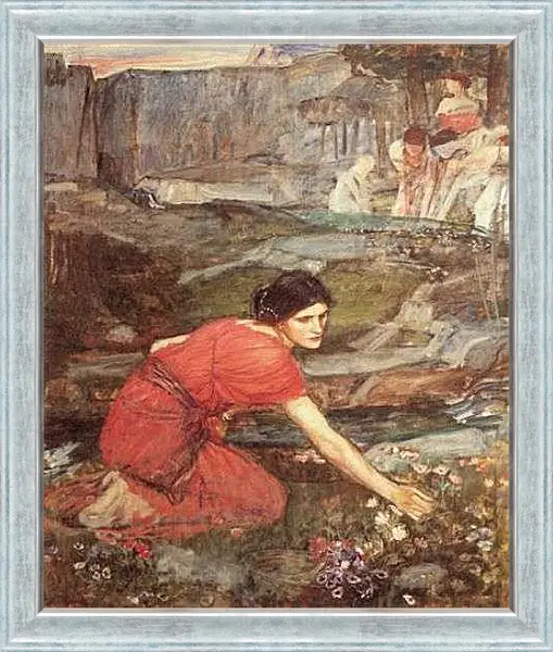 Картина в раме - Study for the Maidens Picking Flowers by a Stream. Джон Уотерхаус