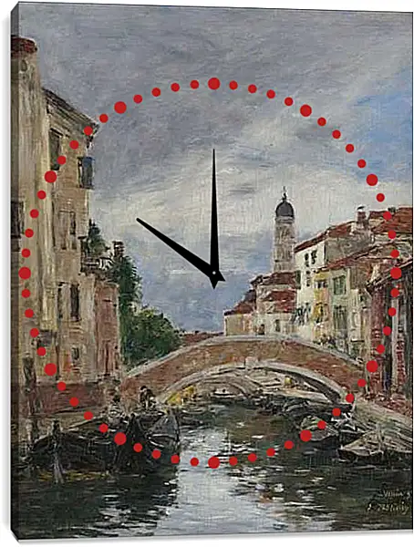 Часы картина - Small Channel in Venice, 1895. Эжен Буден