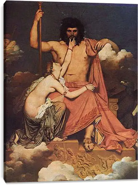 Постер на подрамнике - Jupiter and Thetis. Жан Огюст Доминик Энгр