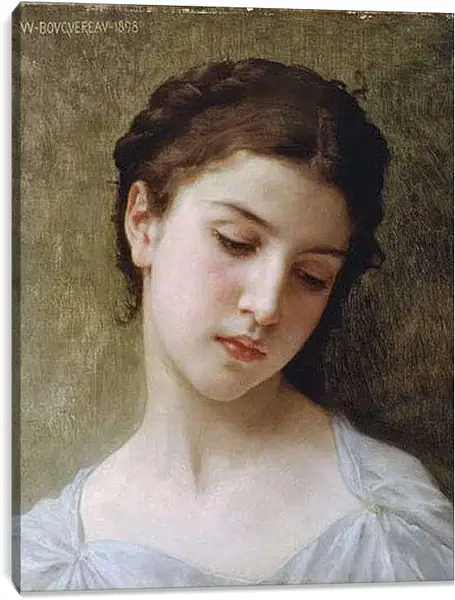 Постер на подрамнике - Etude - Tete de Jeune Fille. Этюд головы девушки. Адольф Вильям Бугро