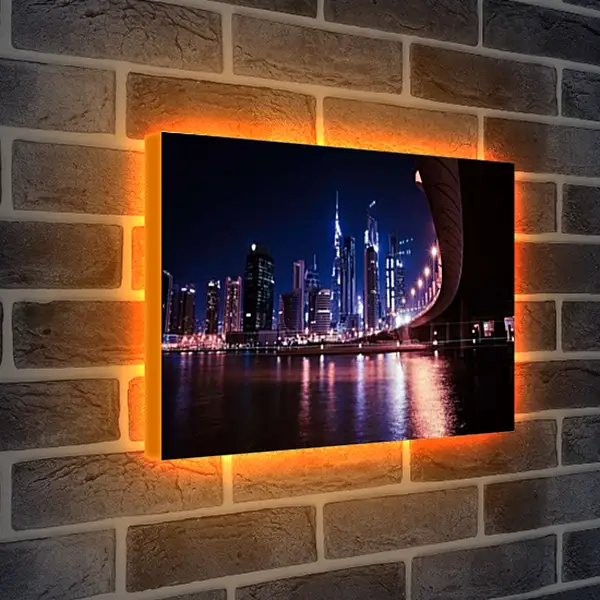 Лайтбокс световая панель - Набережная на фоне небоскрёбов. Дубай