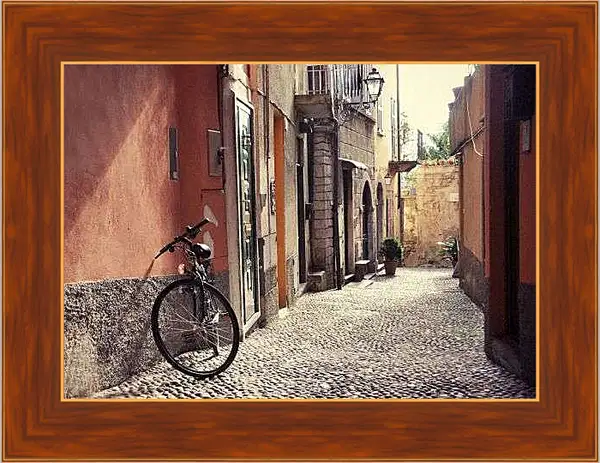 Картина в раме - велосипед на улочке города Белладжио