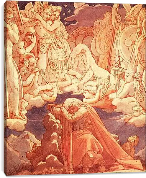 Постер на подрамнике - The Dream of Ossian. Жан Огюст Доминик Энгр