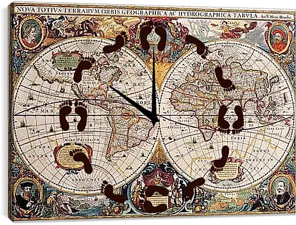 Часы картина - Старинная карта
