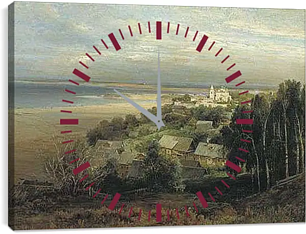 Часы картина - Печерский монастырь под Нижним Новгородом. Саврасов Алексей