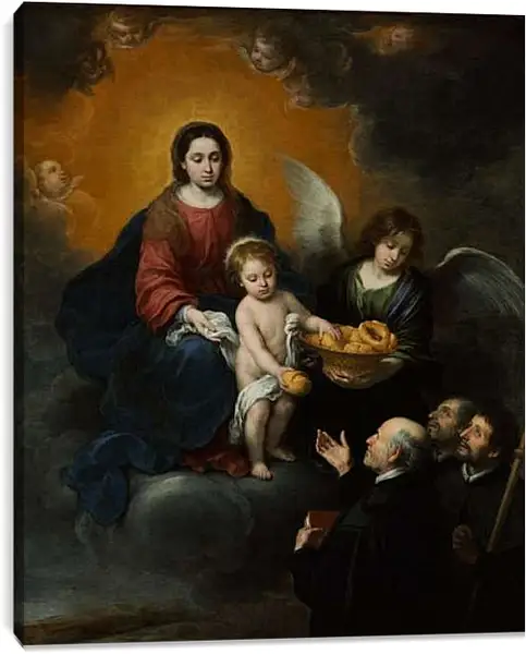 Постер на подрамнике - Младенец Иисус, раздающий хлеб пилигримам. Бартоломе Эстебан Мурильо