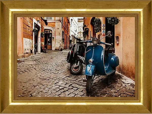 Картина в раме - Vespa на старой улице