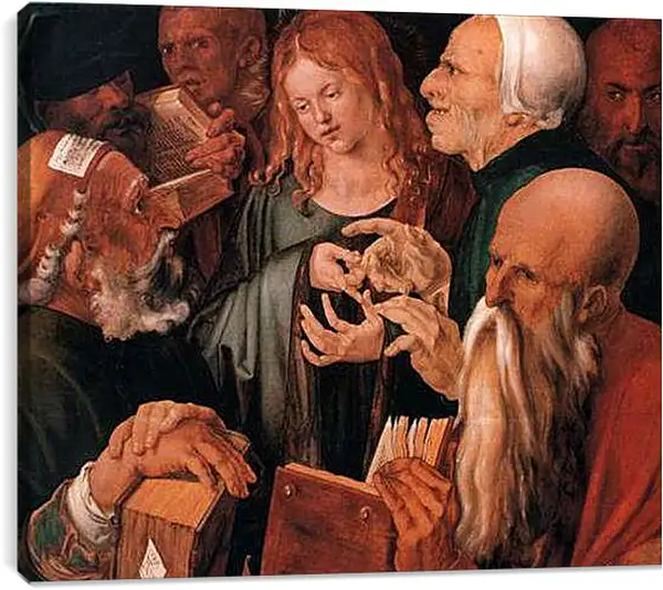 Постер на подрамнике - Christ among the Doctors. Христос среди учителей. Альбрехт Дюрер