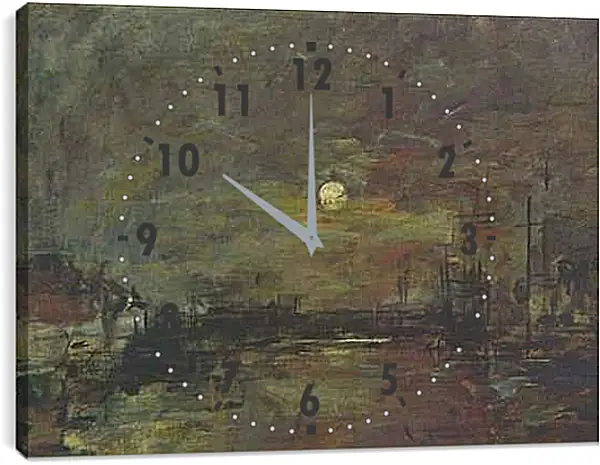Часы картина - Abenddammerung uber dem Hafen von Le Havre. Эжен Буден
