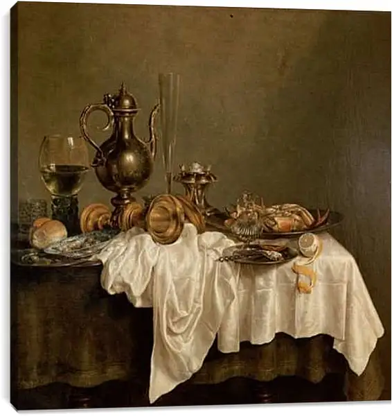 Постер на подрамнике - Breakfast with a Lobster. Завтрак с лобстером. Виллем Клас Хеда