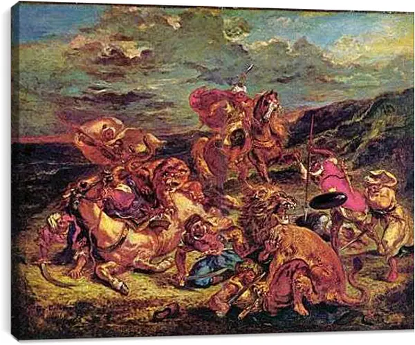 Постер на подрамнике - Lowenjagd. Эжен Делакруа