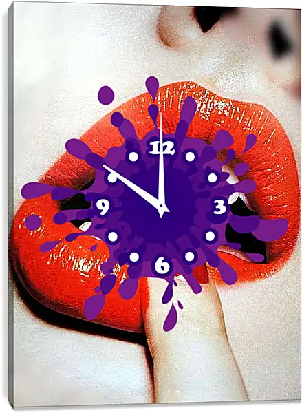 Часы картина - Красные губы