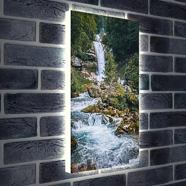 Лайтбокс световая панель - Водопад в лесу