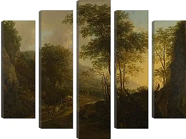 Модульная картина - A Rocky Landscape with an Ox-cart. Ян Бот