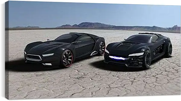 Постер на подрамнике - Машины в пустыне