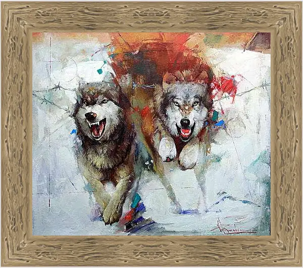 Картина в раме - Волки