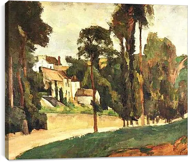 Постер на подрамнике - La Route a Pontoise, le Clos des Mathurins. Поль Сезанн