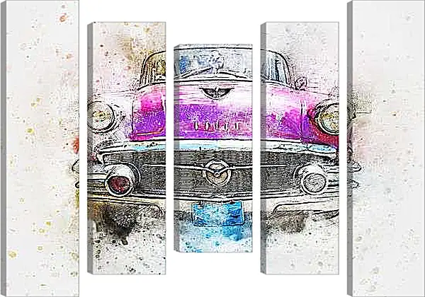 Модульная картина - Ретро кар