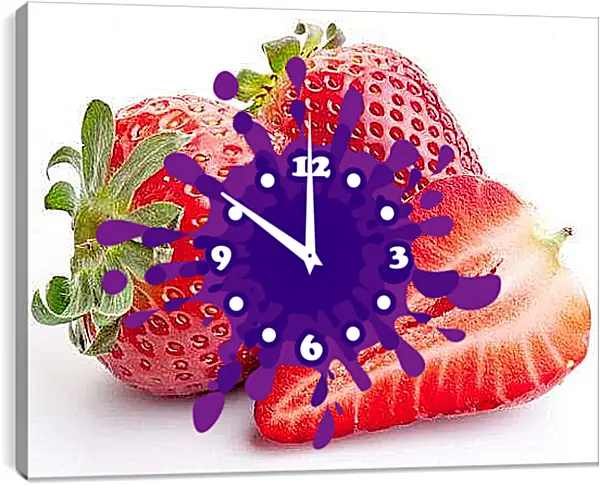 Часы картина - Две с половиной клубники. Клубничная симфония.