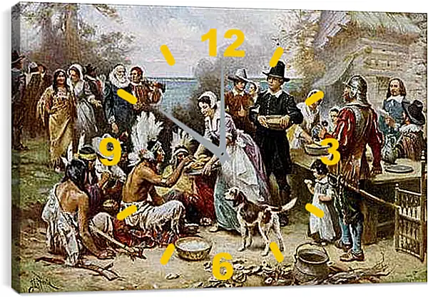 Часы картина - The First Thanksgiving. Жан-Леон Жером