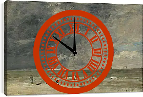 Часы картина - Beach Scene, Trouville. Эжен Буден