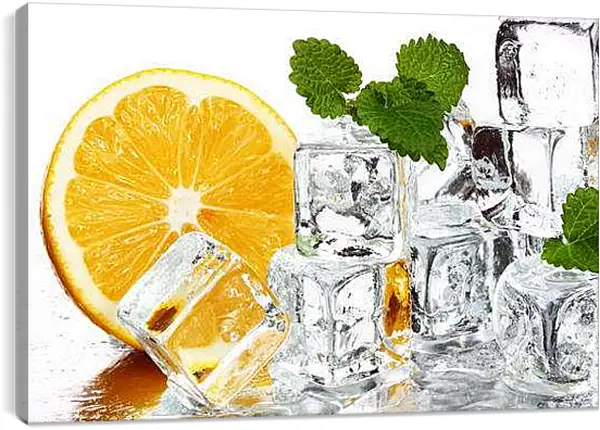 Постер на подрамнике - Апельсин, мята, лед. Освежающая Симфония.