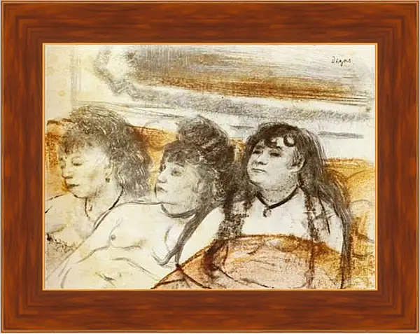 Картина в раме - Trois filles assises de face. Эдгар Дега