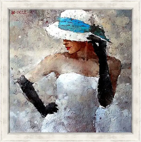 Картина в раме - Чёрные перчатки