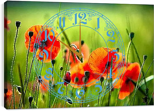 Часы картина - Поле цветов
