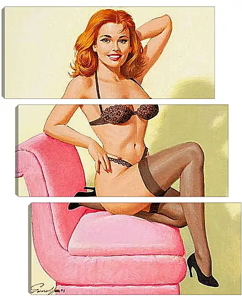 Модульная картина - Рыжая девушка (стиль пин ап)