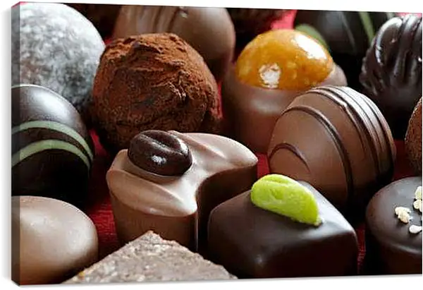 Постер на подрамнике - Полный стол десертов. Шоколадное наслаждение.