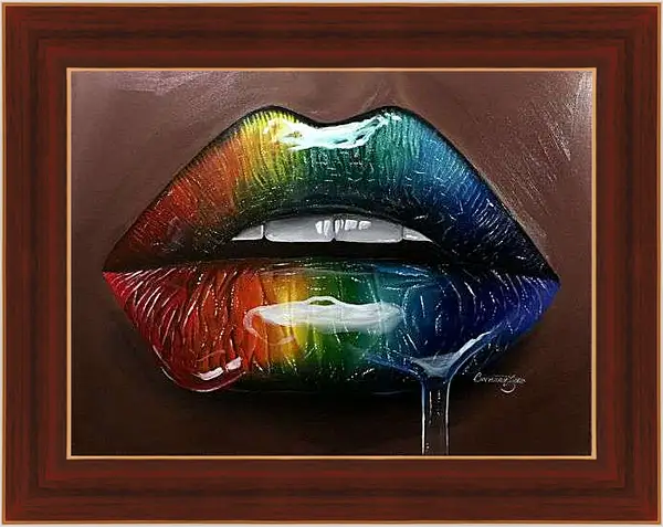 Картина в раме - Разноцветные губы
