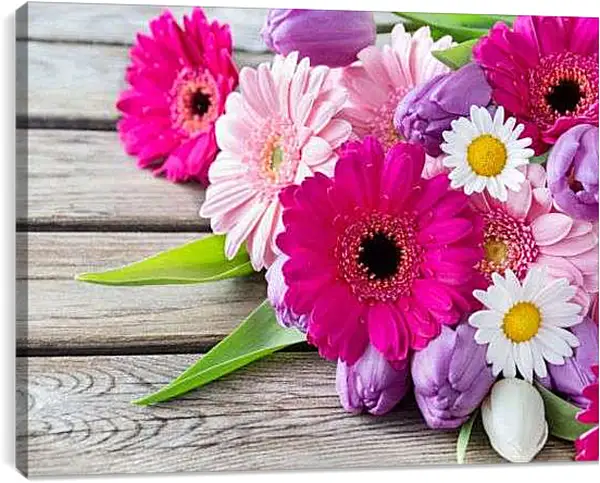 Постер на подрамнике - Букет в розовых тонах