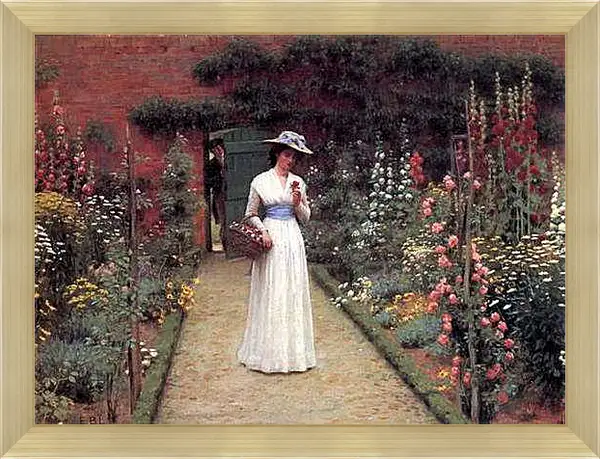 Картина в раме - Edmund Blair Lady in a Garden. Барон Фредерик Лейтон