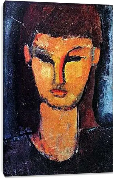 Постер на подрамнике - Head of a young woman. Голова молодой женщины. Амедео Модильяни